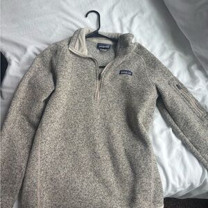 Patagonia Cream and Gray Fleece Jacket